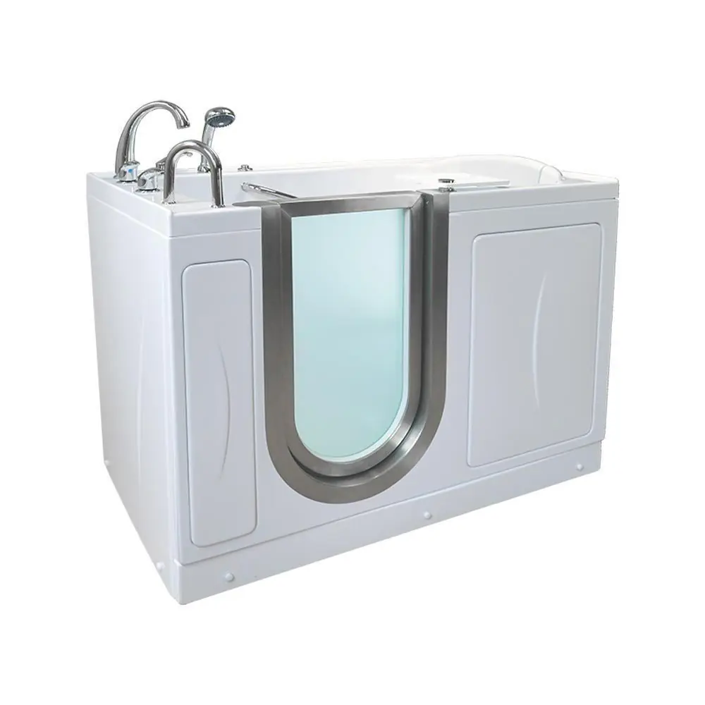 Royal 52 in. Acrylic Walk-In Whirlpool and MicroBubble Bathtub in White, Fast Fill Faucet, Heated Seat, LHS Dual Drain